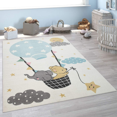 Paco Home Kid's Rug for Children's Bedroom with an Elephant, Bear and