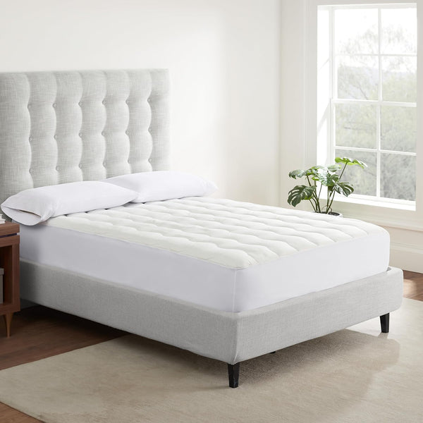 Serta Air Dry Extra Comfort Quilted Mattress Pad, Cooling & Breathable, 15" Deep Pocket, Twin, White