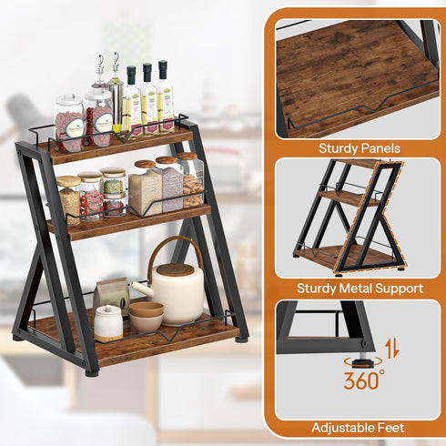 3-Tier Countertop BF10TL01 HOOBRO Kitchen Spice Rack, Kitchen Shelf, Desk Shelf Organizer, Dresser Top Storage Rack