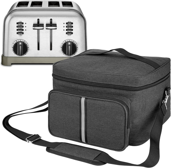 Toaster Storage Bag - Dark Grey, Compatible with 4 Slice Toasters, Portable Storage Bag with Zipper for Extra