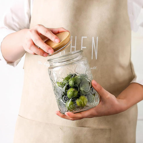 35oz Counter (35oz Custde Glass Storage Jars With Airtight Lid, Canister For Kitchen with Bamboo Lid, brown sugar