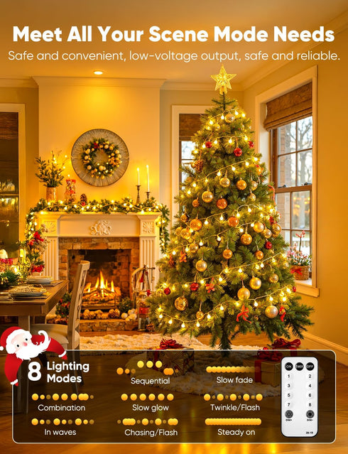 33 100 8 Minetom Globe String Lights, Feet Led Fairy Lights Plug in, Modes with Remote Mini Globe Lights for Indoor
