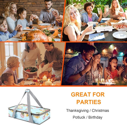 QEES Casserole Carrier, Insulated Food Carrier for Hot or Cold Food, Pie Carrier with Lid and Carrying Case for Travel