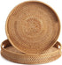 14 inch 2.4 inch) Coffee Table Tray Round Rattan Ottoman Tray Woven Serving Trays with Handles for Home and Kitchen