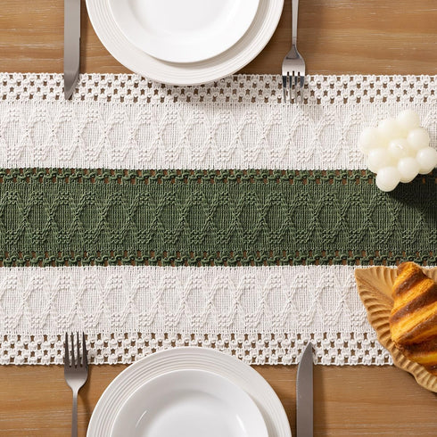Summer 12x108 inch Socomi Boho Table Runner Farmhouse Rustic Dining Kitchen Centerpiece Decor Small Macrame Woven