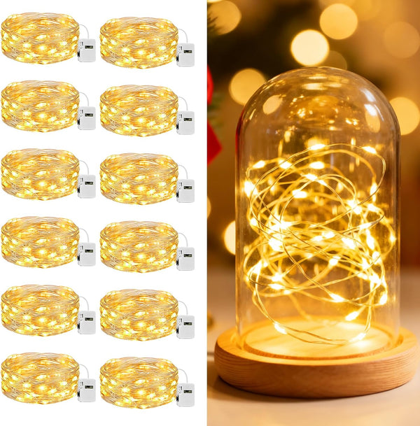 litogo 12 Pack 7FT 20 LED Fairy Lights Battery Operated, 3 Lighting
