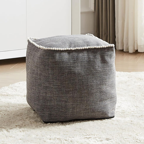 45x45 Louis Donn Unstuffed Square Pouf Ottoman Cover Footstool for Storage Washable Small Bean Bag Cotton and Linen