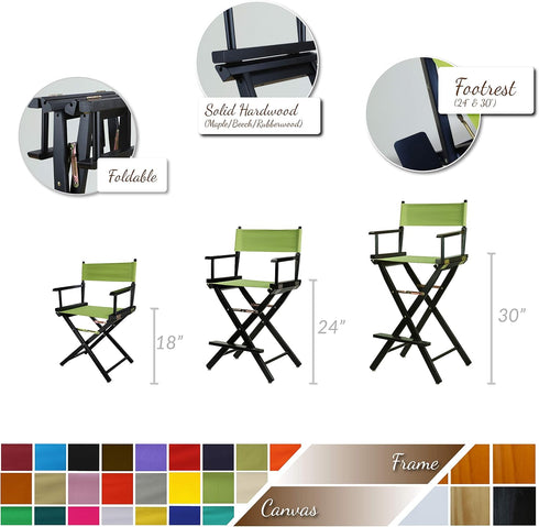 18" Casual Home Director's Chair Natural Frame with Black Canvas