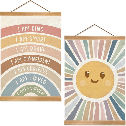ZTGDA I Am Kind I Am Brave Wall Art,Positive Hanging Poster, Classroom Wall