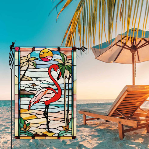 Welcome Summer Garden Flag, 12.5x18" Spring Summer Flamingo Vertical Double Sided Rustic Farmland Outdoor Decor