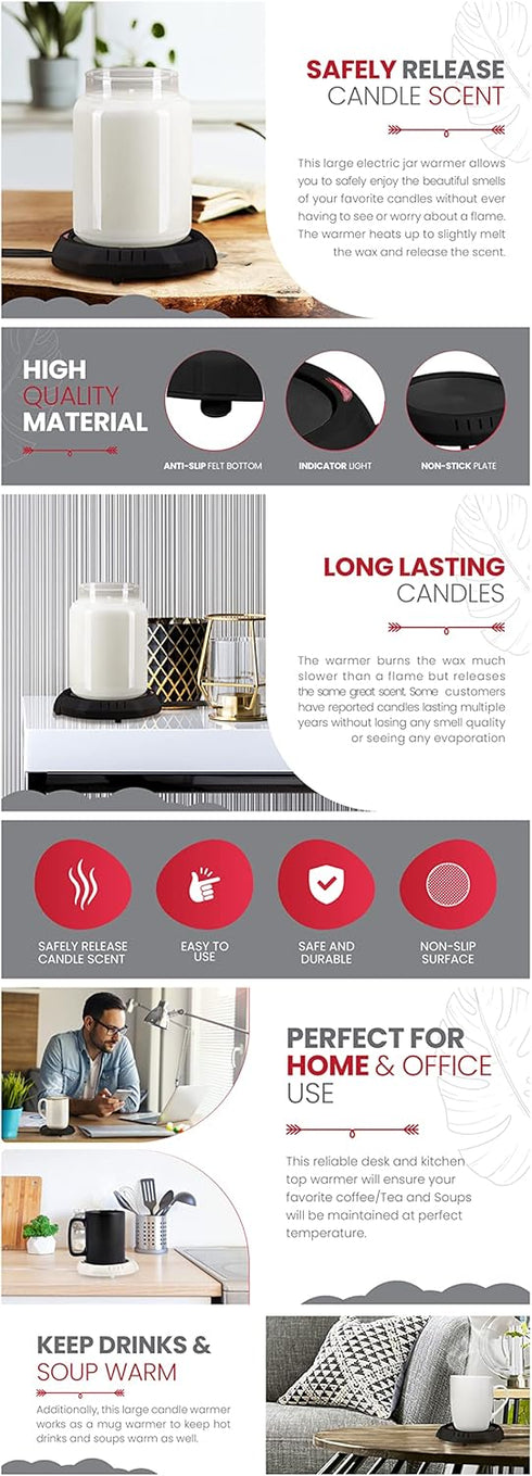 BULK PARADISE Candle Warmer Plate Safely Releases Scents Without a Flame- Used as Candle Jar Warmer, Candle Melter