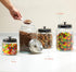 KooK Glass Storage Containers with Lids, 1 Gallon, Set of 2, Black Circular Glass Jars for Kitchen Storage