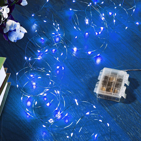 1 Pack 32.8 Ariceleo Ft. Battery Operated Outdoor String Lights with Remote & Timer, LED Blue Fairy Lights, Waterproof