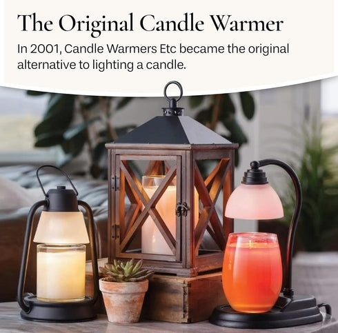 8-Hour CANDLE WARMERS ETC. Auto Shutoff Candle Warmer Plate (White, Plug-in) Modern Candle Wax Warmer with Timer
