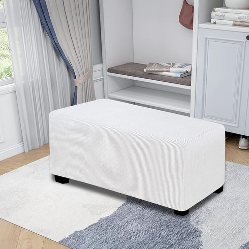 Easy-Going Stretch Ottoman Cover Folding Storage Stool Furniture Protector Rectangle slipcover Elastic Bottom (Ottoman