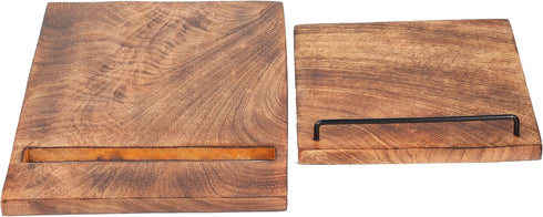Wooden Cookbook Stand Cutting Board | Adjustable Recipe Holder with Pull-Out Stand