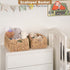 Set 2 iEGrow Scalloped Wicker Basket, of Woven Rattan Natural Water Hyacinth Baskets with Built-in Handles, Rectangle