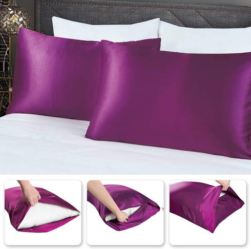 Tyfitb Satin Pillowcase Set - 2-Pack Queen Size 20x30 for Hair & Skin Care, Cooling, Hypoallergenic, Anti-Frizz