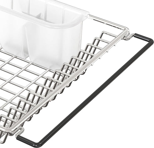 SIMPLE HOUSEWARE Large Stainless Steel Dish Drainer Drying Rack with Utensil Holder, Chrome