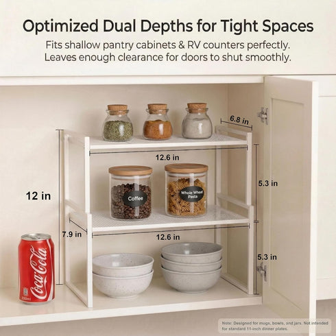 Set 2 12.6''W 44 LBS Counter Countertop of Cabinet Organizers Load Capacity Heavy Duty Kitchen Pantry Shelves Storage
