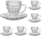 cosnou Vintage Glass Tea Cups with Saucers, Glass Mugs 7 Oz Set