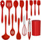 LIANYU 14 Pcs Cooking Utensils Set with Holder, Heat Resistant Silicone Kitchen Tools, Dishwasher Safe (Red)