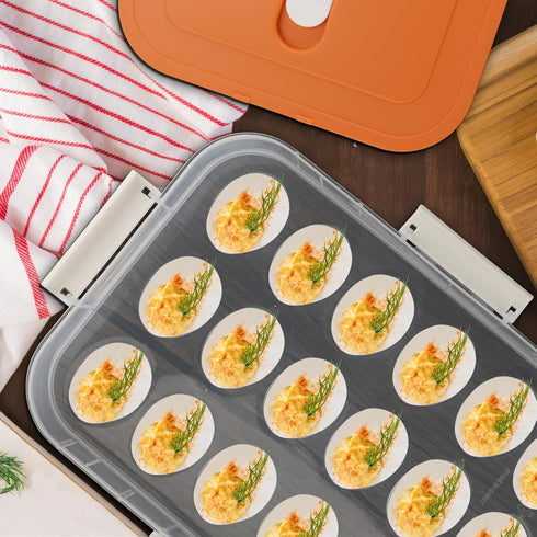 3-Layer 54 (3-Layer, BTSKY Deviled Egg Platter with Lid, Slots Deviled Eggs Carrier, Clear Portable Egg Holder