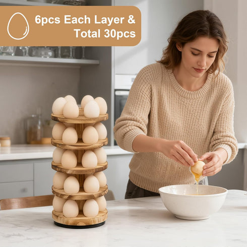 Countertop, 5 Countertop 30 Countertop Wooden Fresh Egg Holder Layer Rotating Egg Holder for Fresh Eggs, Stackable