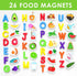 Curious Columbus Toddler Magnets Set of 52, Includes 26 Large Foam Food Pieces and 26 ABC Alphabet Letters