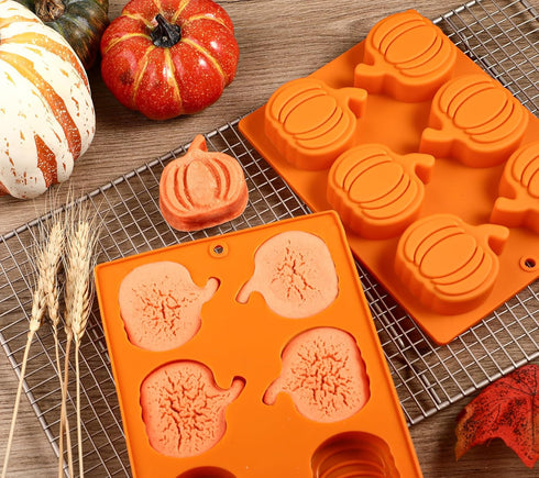 Webake Pumpkin Cake Molds, 6-Cavity Silicone Pumpkin Cake Pan for Baking Cupcake Chocolate, Pack of 2