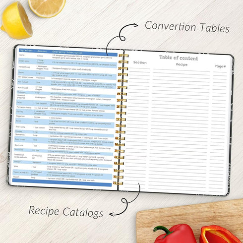 LuBudingJoy Blank Recipe Notebook: Full Page Spiral Hardcover to Organize 140 Recipes (Black)