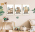 SZHUAAIC 3Pcs Woodland Animal Nursery Canvas Wall art Forest Wildlife Train Adventure Drawing Picture Wall Decor Fox