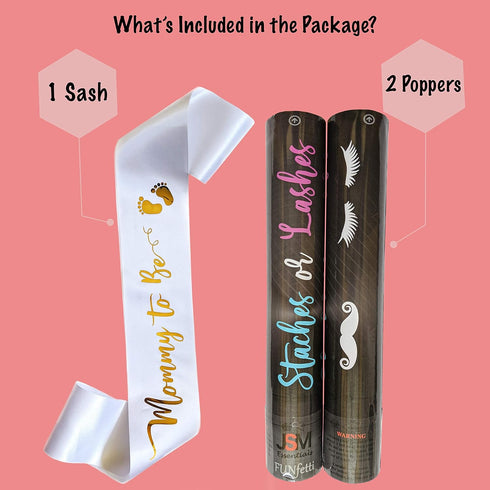 JSMessentials Set 2 Set 2) Gender Reveal Confetti and Powder Popper for Themed Baby Boy or Girl Gender Reveal Party