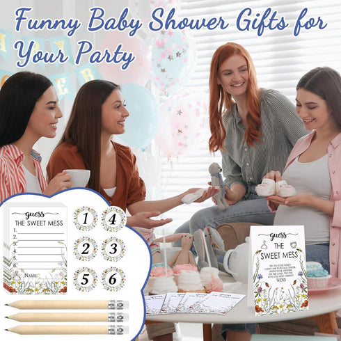 67 50 10 6 Pcs Guess The Sweet Mess Dirty Diaper Baby Shower Game Includes Guess The Sweet Mess Sign Small Cards