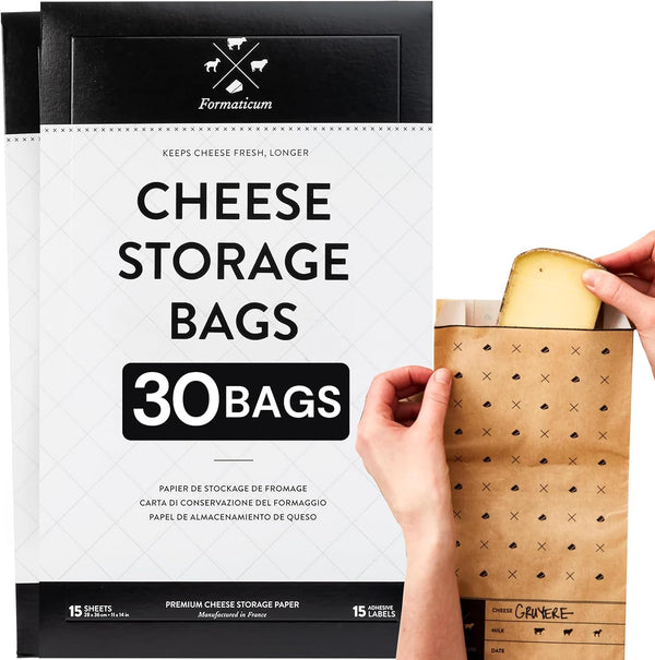Formaticum - 30-Pack Cheese Storage Bags - 6.25 x 11 Wax Paper