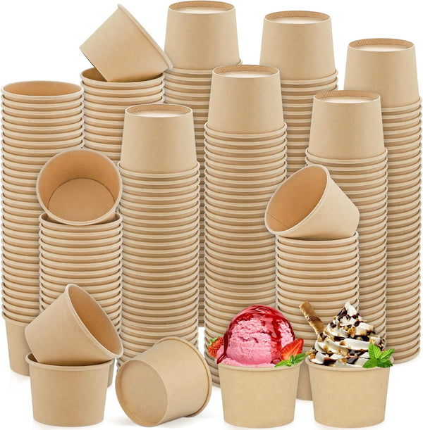 Ruisita 300 Packs Paper Ice Cream Cups 5 Ounce Disposable Soup Bowls