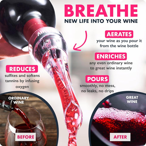 VINABON Wine Aerator Pourer Spout 2025 – Professional Wine Aerator for Improved Flavor and No-Drip Design