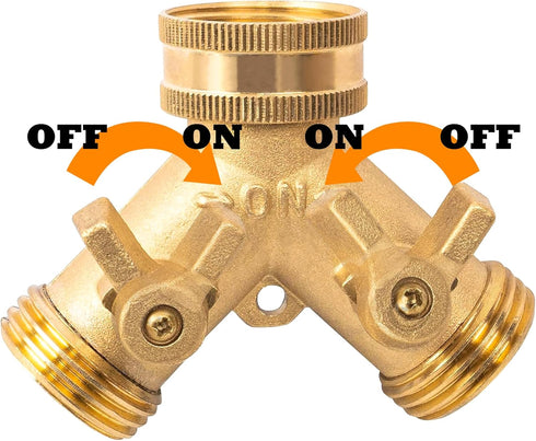 Xiny Tool Hose Splitter, Heavy Duty 2 Way Garden Hose Y Splitter with 2 Valves and Rubber Washers