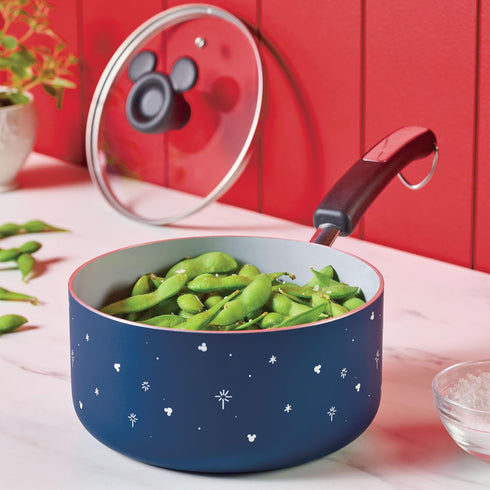 Farberware Disney Bon Voyage Ceramic Nonstick Lid, Dishwasher Safe, 2-Quart Saucepan, Blue