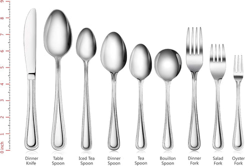 New Star Foodservice Serving Spoon - Steel Bead Pattern, 7.8-Inch, Set of 12
