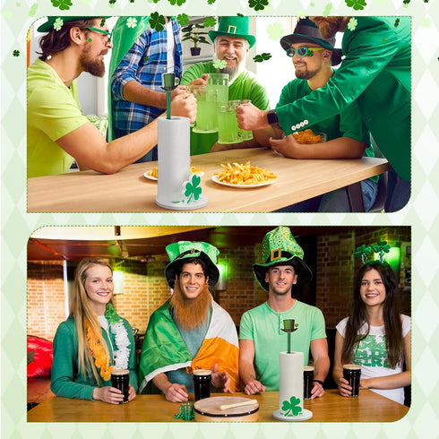 Namalu St. Patrick's Day Shamrock Paper Towel Holder - Rustic Decor for Kitchen and Bathroom, Countertop Dispenser
