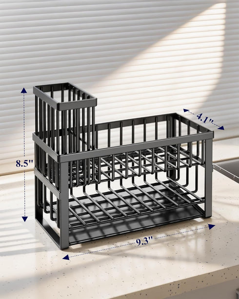 9.3" 4.1" 8.5", Kitsure Sponge Holder for Kitchen Sink - Rustproof Stainless Steel Sink Caddy Organization and Storage