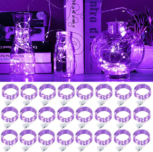 pozzolanas 24 Pack Purple Fairy Lights Battery Operated 3 Modes 7FT 20