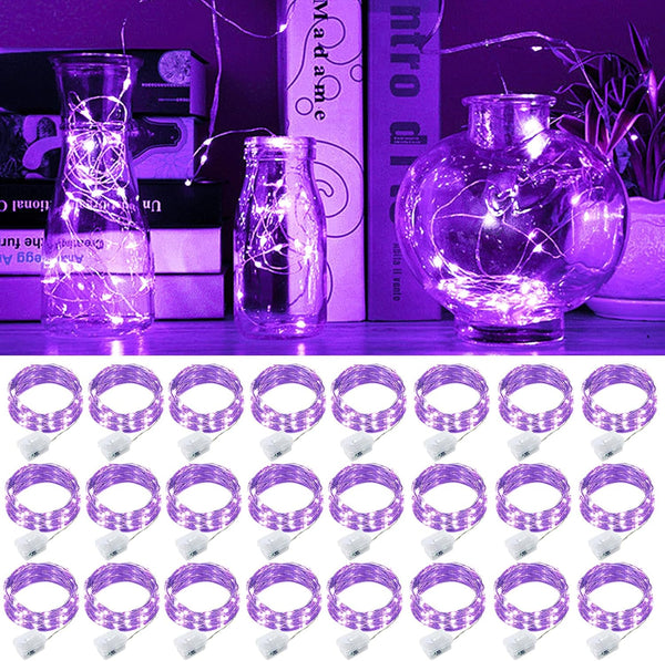 pozzolanas 24 Pack Purple Fairy Lights Battery Operated 3 Modes 7FT 20
