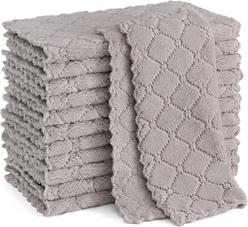 Homaxy 12 Pack Kitchen Dish Cloths, Super Soft and Absorbent Coral Velvet, Nonstick Oil Fast Drying Microfiber Cleaning