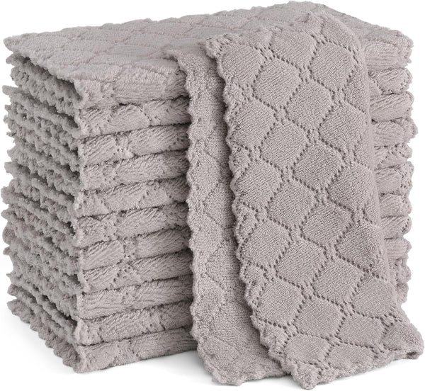 Homaxy 12 Pack Kitchen Dish Cloths, Super Soft and Absorbent Coral Velvet, Nonstick Oil Fast Drying Microfiber Cleaning