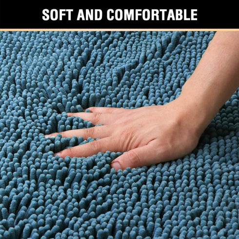 H.VERSAILTEX Non Slip Bath Mat for Bathroom, Luxury Chenille Ultra Soft Rugs 24x36, Washable Dark Teal