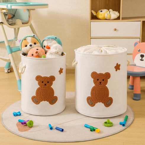 Kids Laundry Basket Nursery Hamper Baby Laundry Basket Stuffed Animal Toys Storage Baskets for Toddler Room Decor