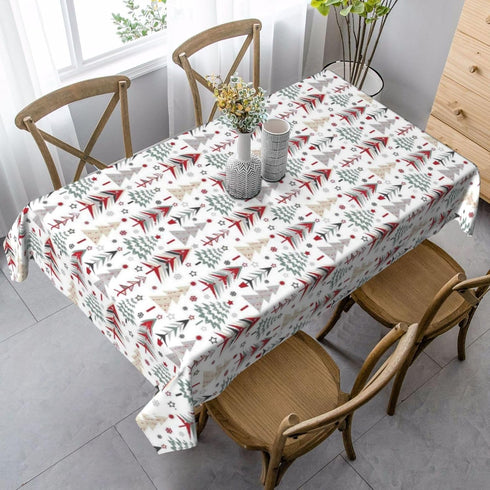 AGAYNA 60x104 Inch Christmas Tablecloth Rectangle Colorful Red Green Christmas Tree Table Cloth,Stain Resistance
