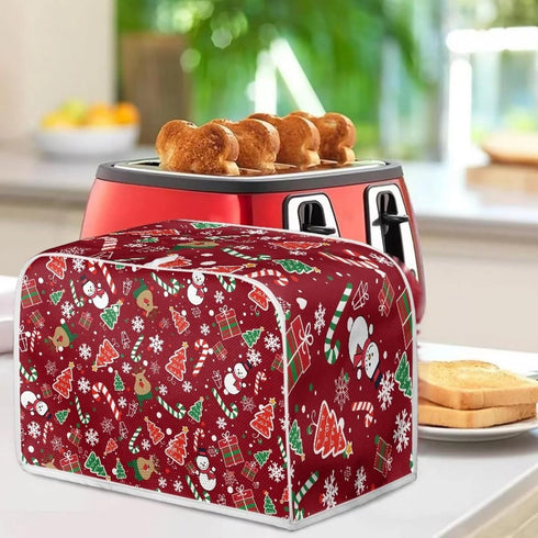 Deer Snowman Toaster Cover - Dust Cover Kitchen Accessories for 4 Slice Toasters, Christmas Decor Kitchen Appliance